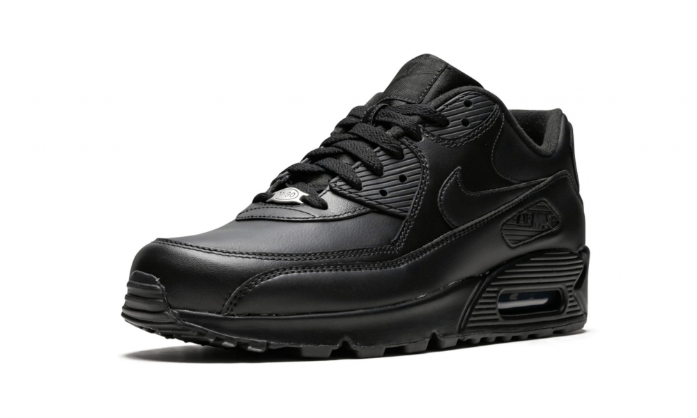 Nike air max 90 black sales leather